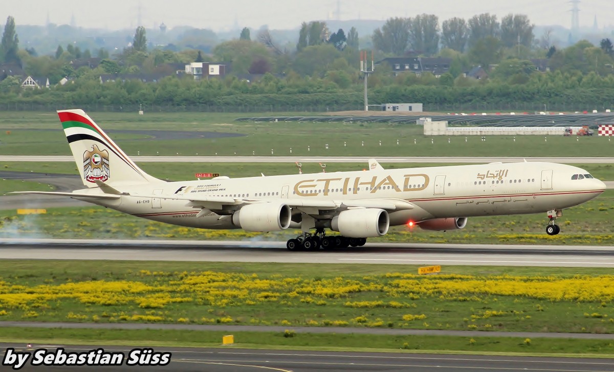 ETIHAD A340-500 A6-EHB at Dusseldorf. 3.5.15