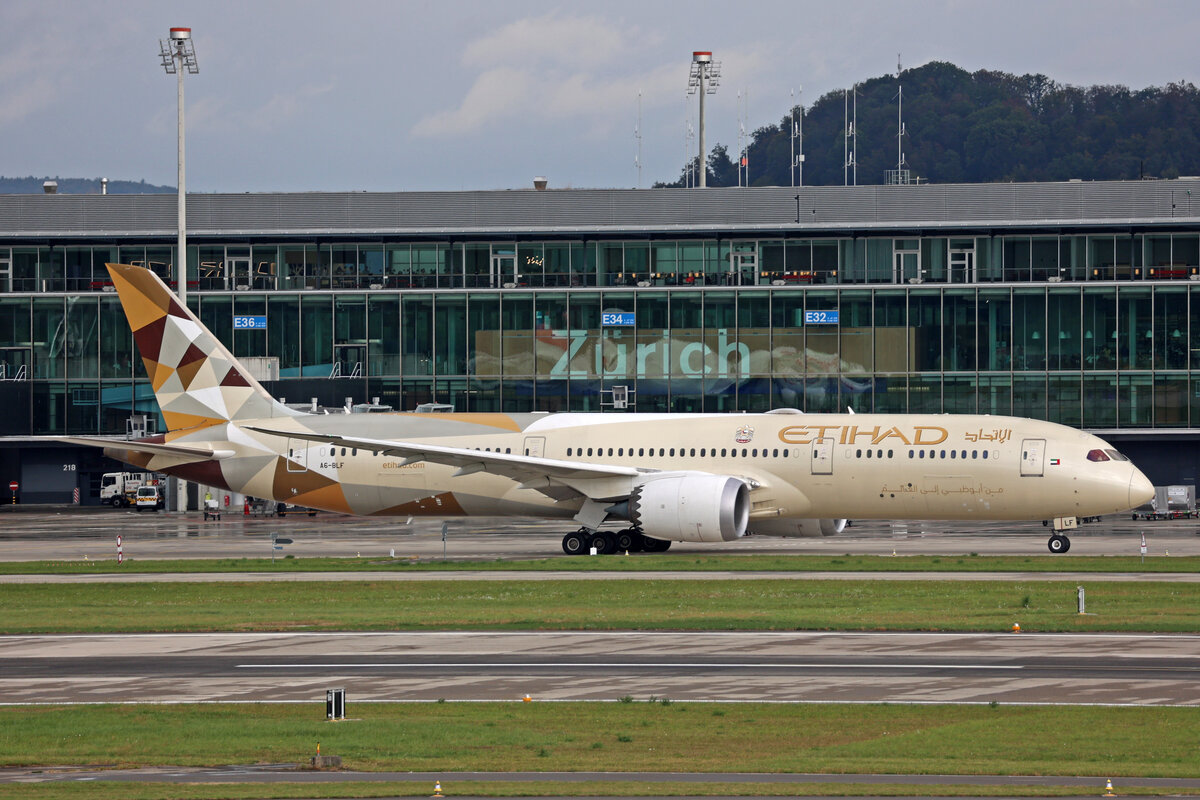 Etihad Airways, A6-BLF, Boeing B787-9, msn: 39651/416, 14.Oktober 2023, ZRH Zürich, Switzerland.