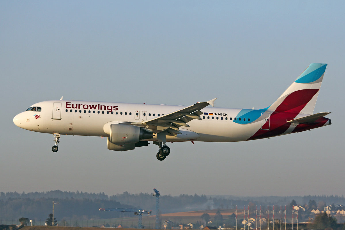 Eurowings, D-ABZK, Airbus A320-216, msn: 3213, 21.Februar 2019, ZRH Zürich, Switzerland.