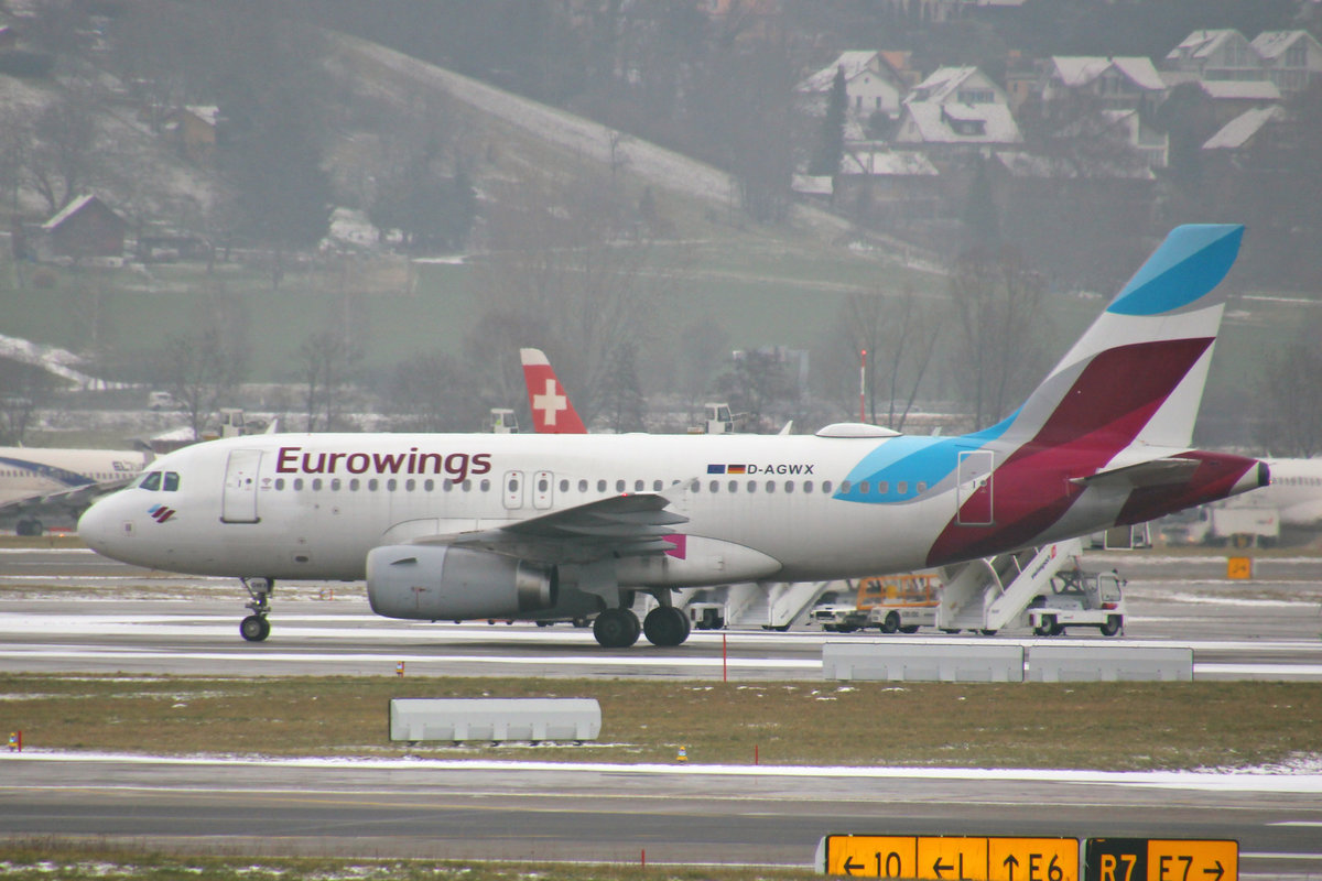 Eurowings, D-AGWX, Airbus A319-132, msn: 5569, 24.Januar 2019, ZRH Zürich, Switzerland.