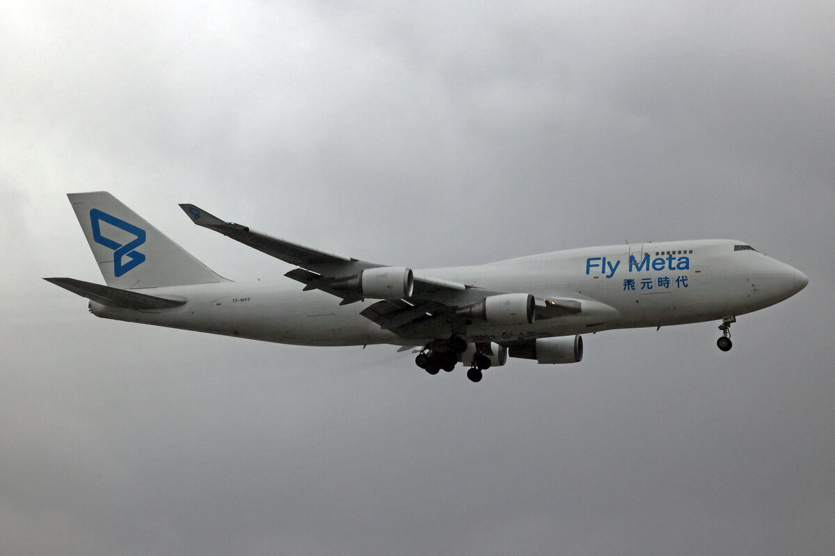 Fly Meta (Operated by Air Atlanta Icelandic), TF-WFF, Boeing B747-446BDSF, msn: 26343/918, 04.Juli 2023, LHR London Heathrow, United Kingdom.	