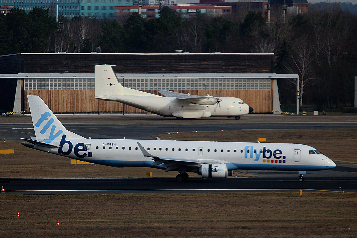 FlyBe, ERJ-195-200LR, G-FBEN, Germany Air Force, C-160D, 50+48, TXL, 04.03.2017