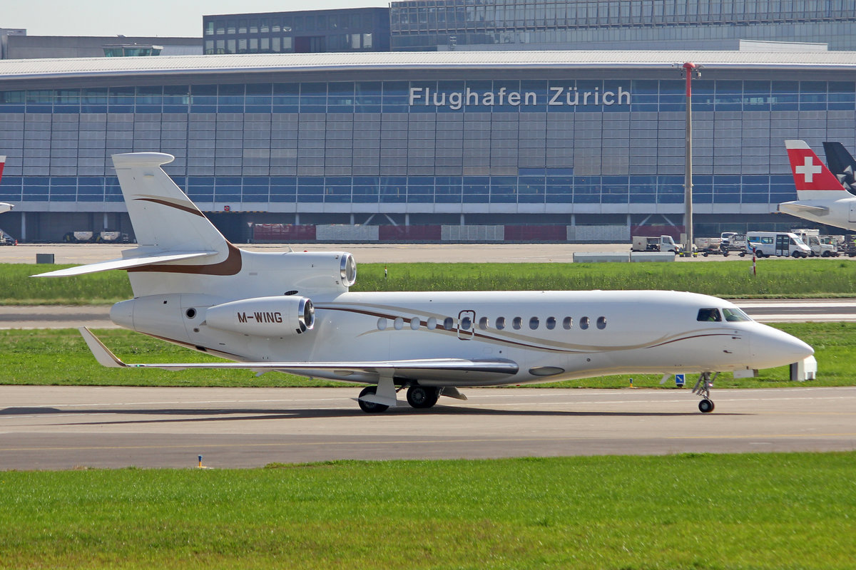 Gama Aviation, M-WING, Dassault Falcon 7X, msn: 215, 10.September 2018, ZRH Zürich, Switzerland.