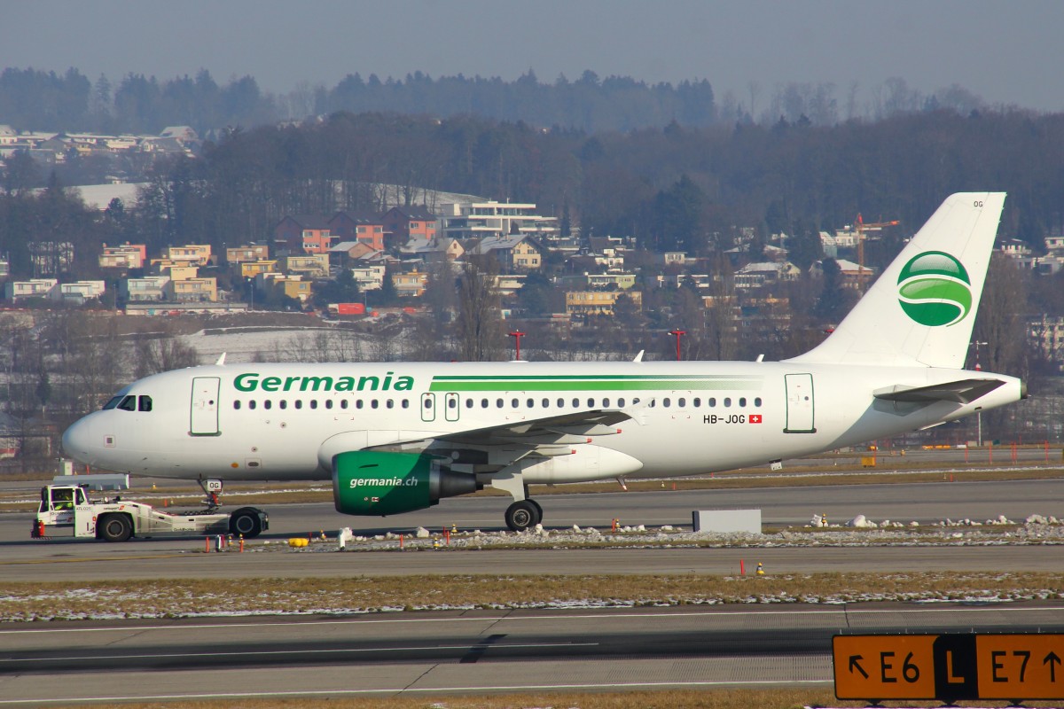 Germania Flug, HB-JOG, Airbus A319-112, 22.Januar 2016, ZRH Zürich, Switzerland.