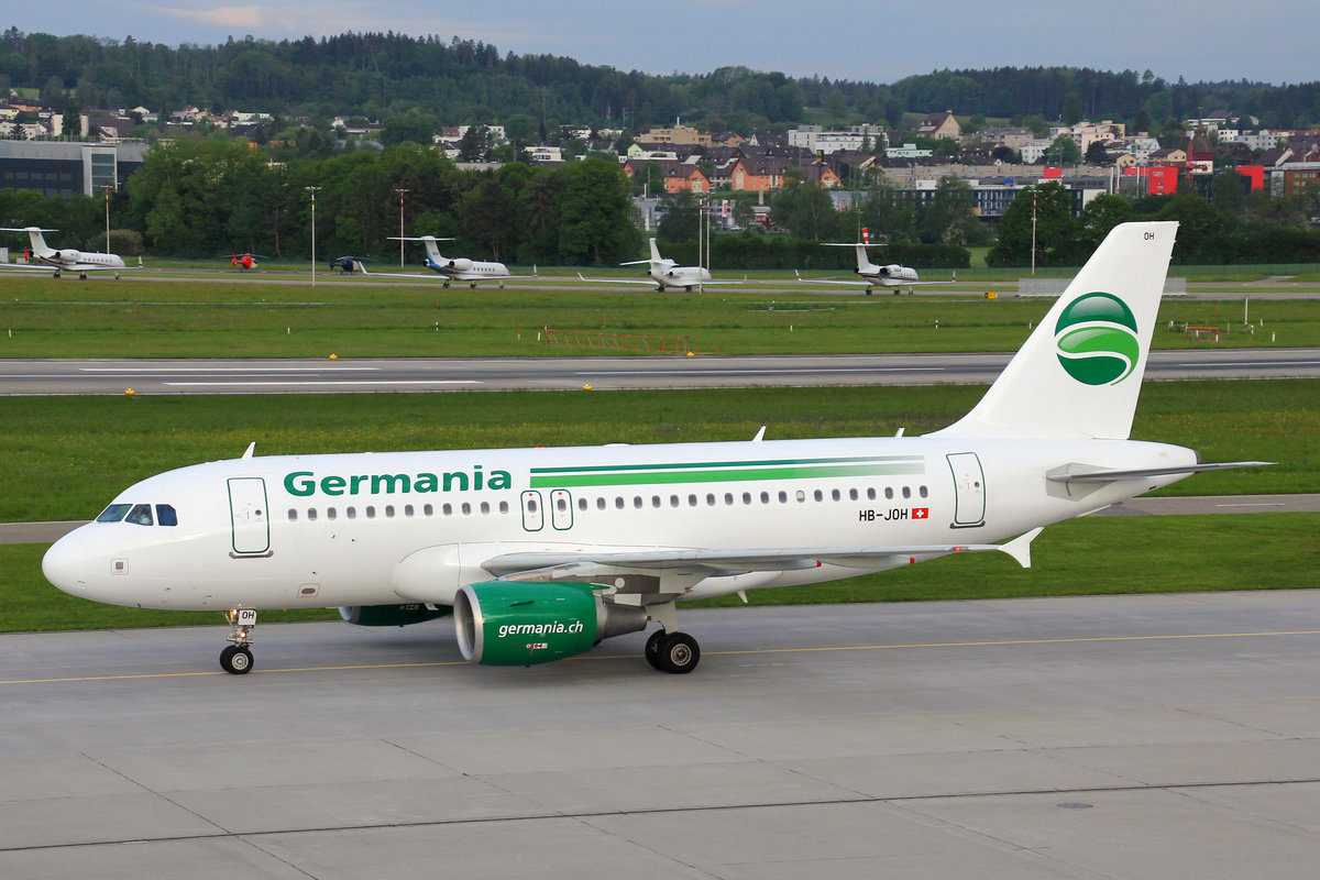 Germania Flug, HB-JOH, Airbus A319-111, 16.Mai 2016, ZRH Zürich, Switzerland.