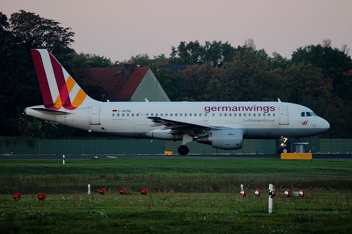 Germanwings A 319-112 D-AKNQ kurz vor dem Start in Berlin-Tegel am 19.10.2014