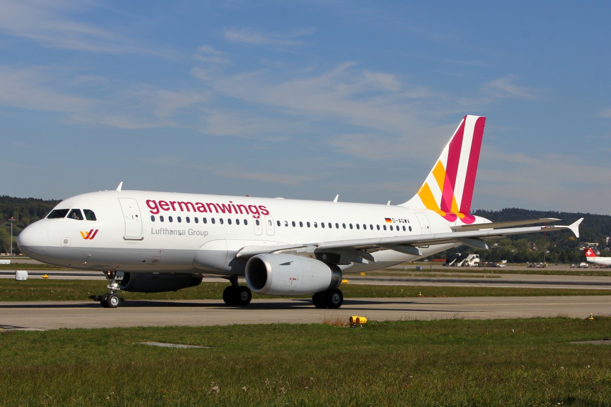 Germanwings, D-AGWV, Airbus A319-132, 29.August 2015, ZRH Zürich, Switzerland