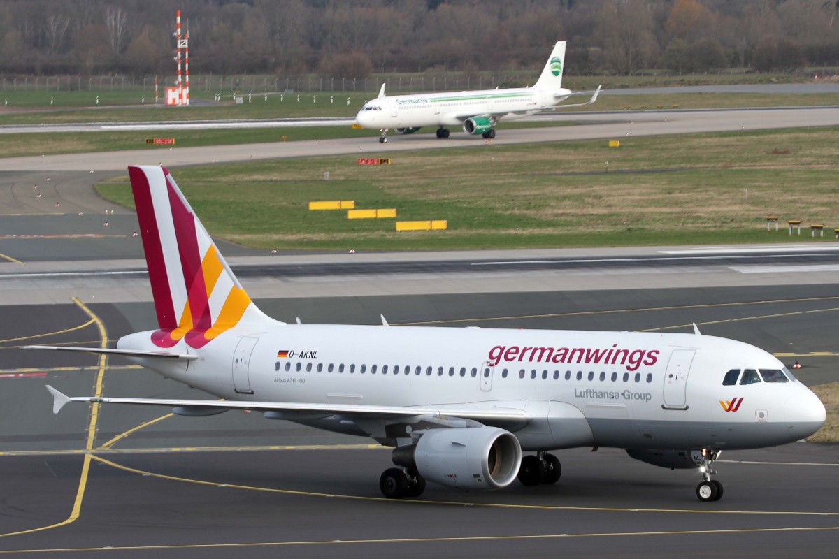 Germanwings, D-AKNL, Airbus, A 319-112 (neue GW-Lkrg.), 03.04.2015, DUS-EDDL, Düsseldorf, Germany