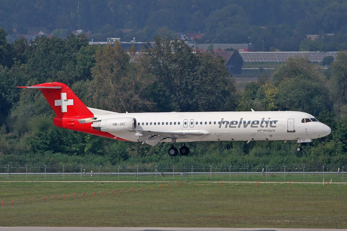 Helvetic Airways, HB-JVC, Fokker, 100, MUC-EDDM, München, 05.09.2018, Germany