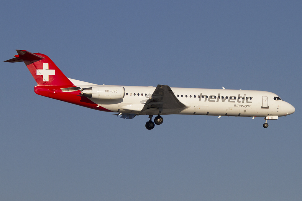 Helvetic Airways, HB-JVC, Fokker, F-100, 10.02.2015, ZRH, Zürich, Switzerland 