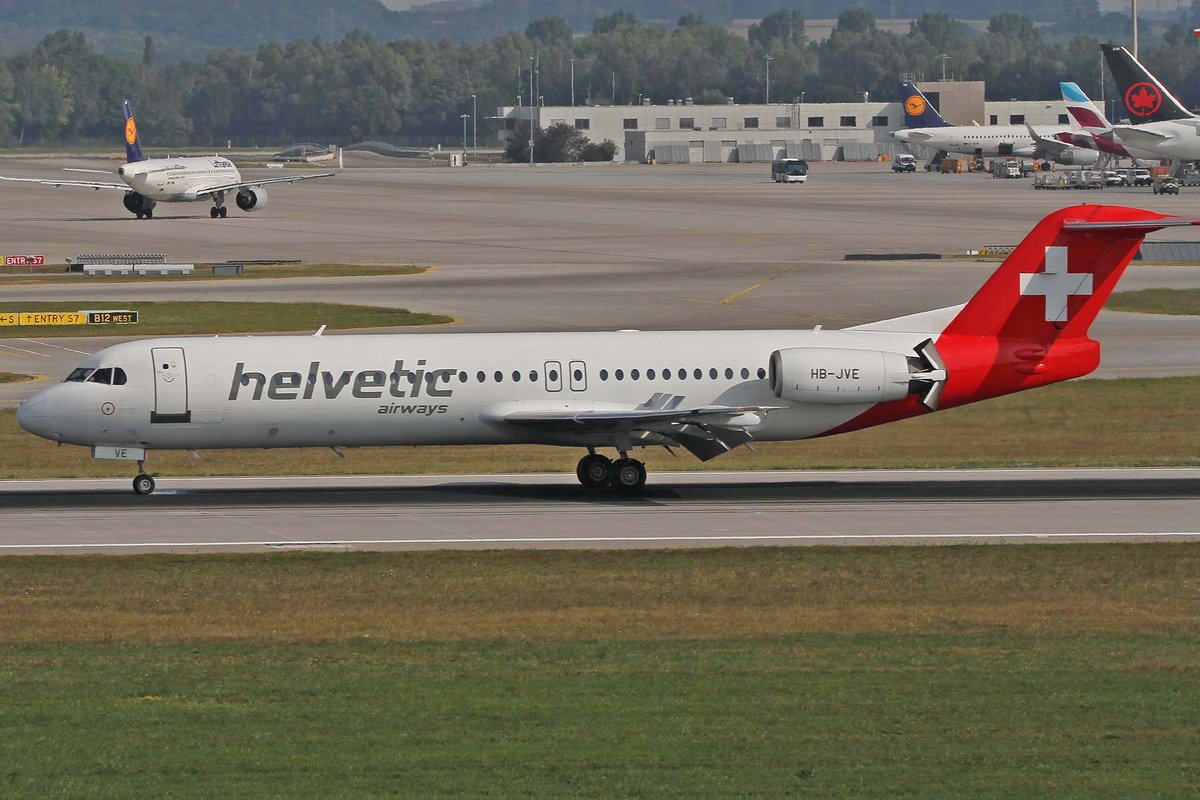 Helvetic Airways, HB-JVE, Fokker, 100, MUC-EDDM, München, 20.08.2018, Germany
