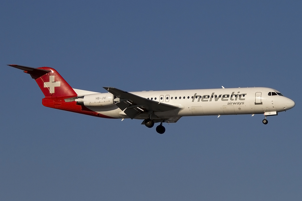 Helvetic Airways, HB-JVI, Fokker, F-100, 10.02.2015, ZRH, Zürich, Switzerland 