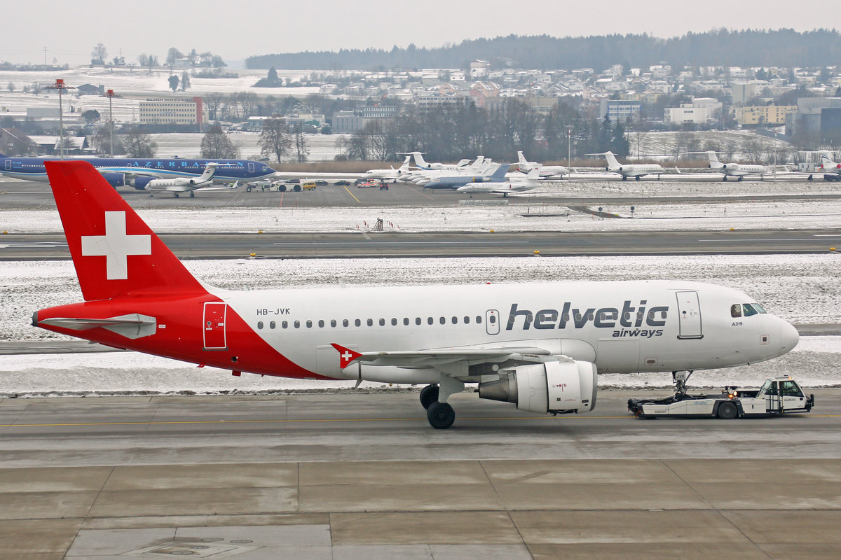Helvetic Airways, HB-JVK, Airbus A319-112, msn: 1886, 19.Januar 2017, ZRH Zürich, Switzerland.