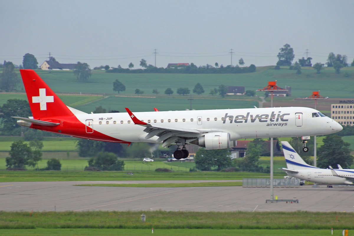 Helvetic Airways, HB-JVP, Embraer Emb-190LR, msn: 19000387, 25.Mai 2019, ZRH Zürich, Switzerland.