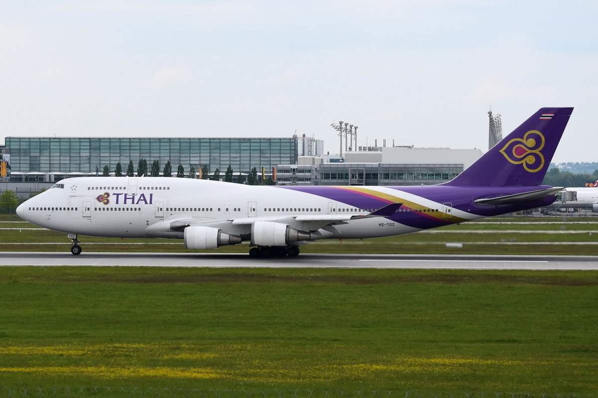 HS-TGZ Thai Airways International Boeing 747-4D7   in München am 17.05.2016 beim Start