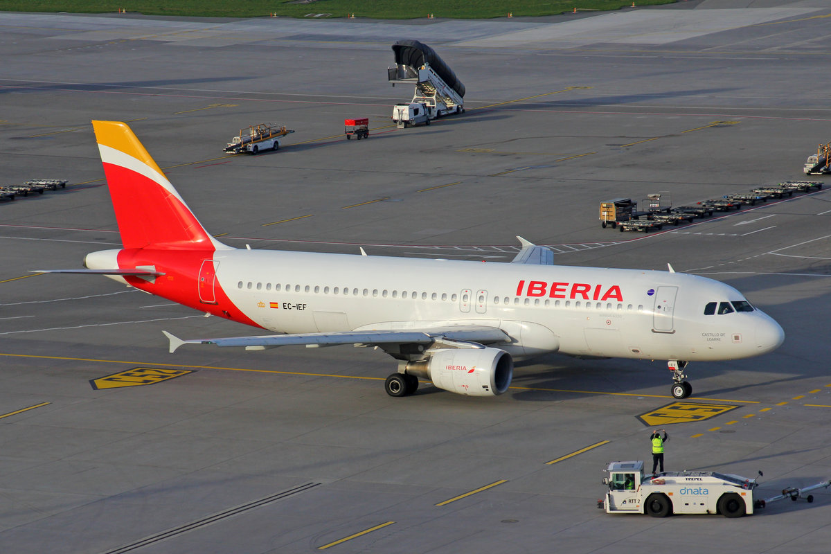 Iberia, EC-IEF, Airbus A320-214, msn: 1665,  Castillo de Loarre , 14.April 2018, ZRH Zürich, Switzerland.