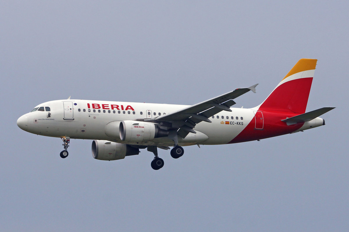 Iberia, EC-KKS, Airbus A319-111, msn: 3320,  Halcon Peregrino , 06.Juli 2019, ZRH Zürich, Switzerland.