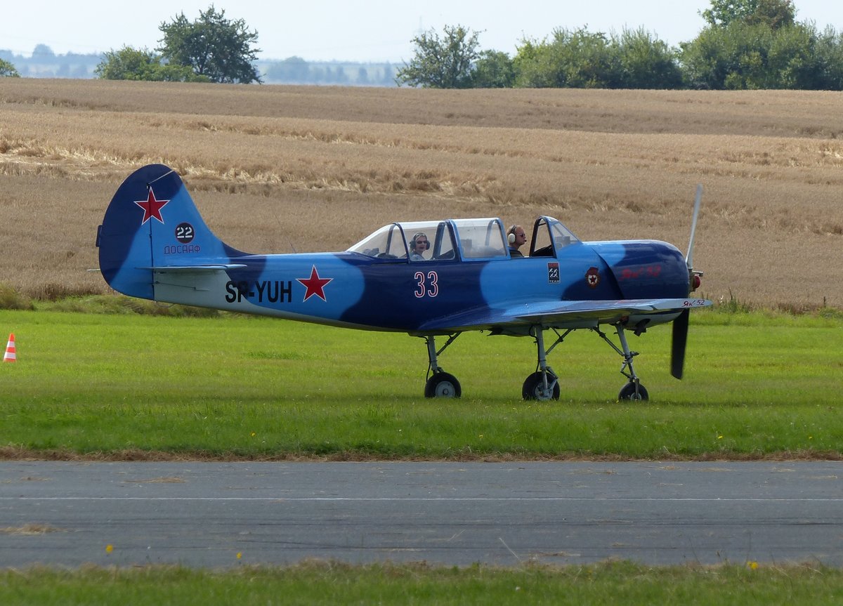 Jakowlew YAK-52, SP-YUH, Flugplatz Gera (EDAJ), 13.8.2016