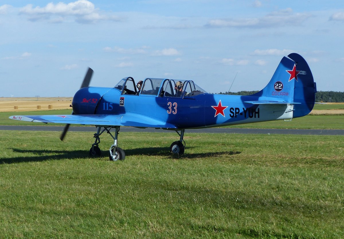 Jakowlew YAK-52, SP-YUH, Flugplatz Gera (EDAJ), 13.8.2016