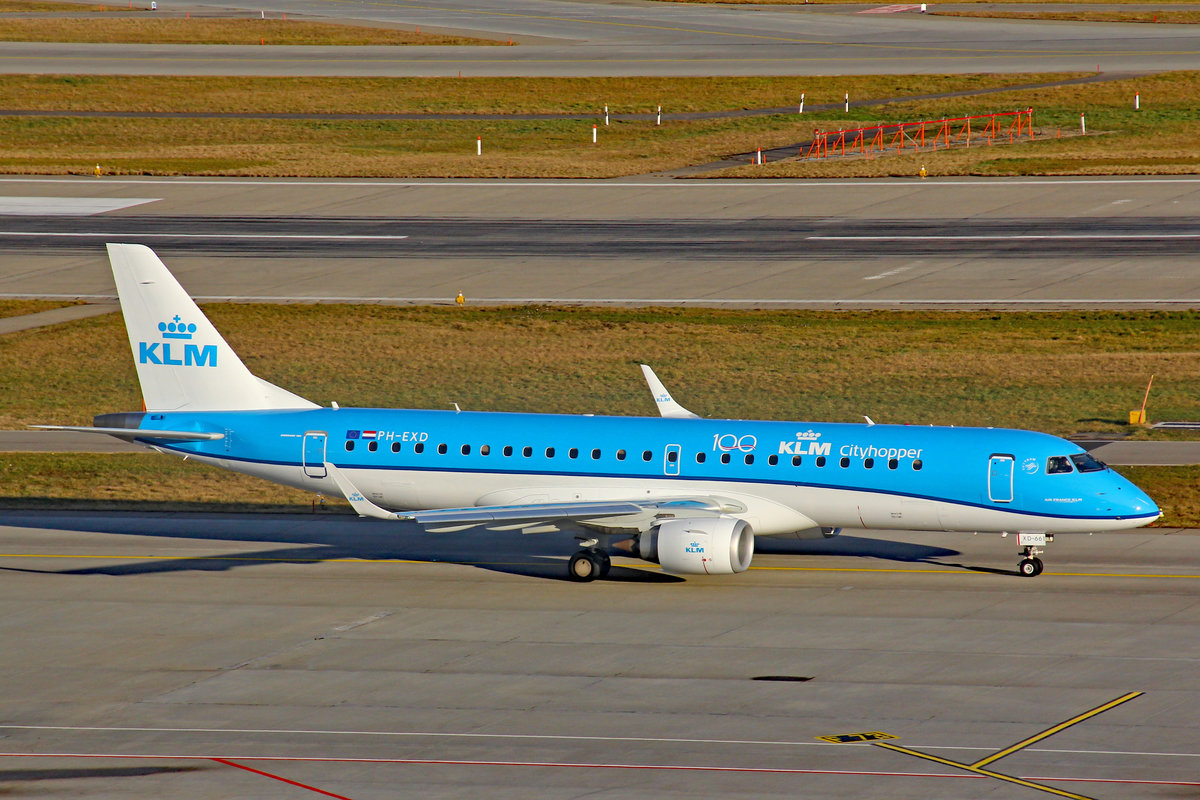 KLM Cityhopper, PH-EXD, Embraer ERJ-190LR, msn: 19000661, 01.Februar 2020, ZRH Zürich, Switzerland.