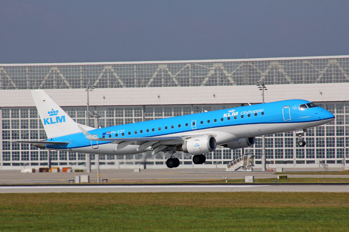 KLM Cityhopper, PH-EZF, Embraer Emb-190LR, 24.September 2016, MUC München, Germany.