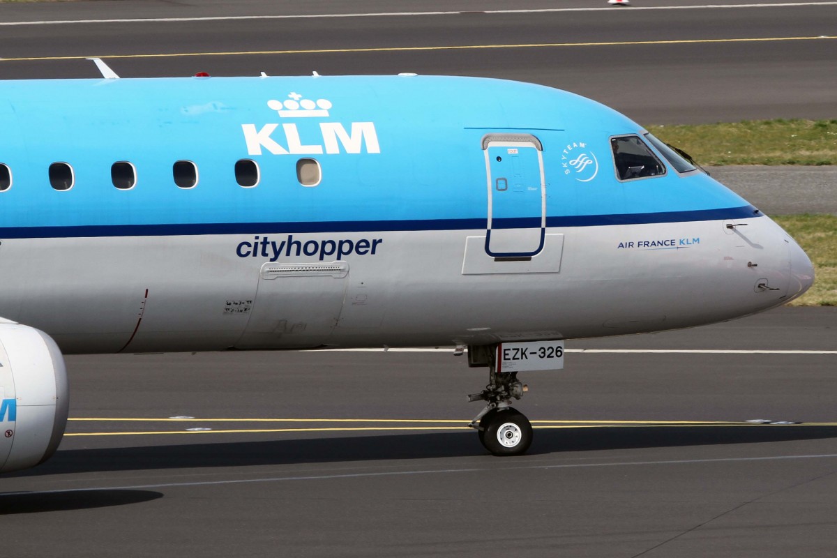 KLM cityhopper, PH-EZK, Embraer, 190 STD (Bug/Nose), 03.04.2015, DUS-EDDL, Düsseldorf, Germany