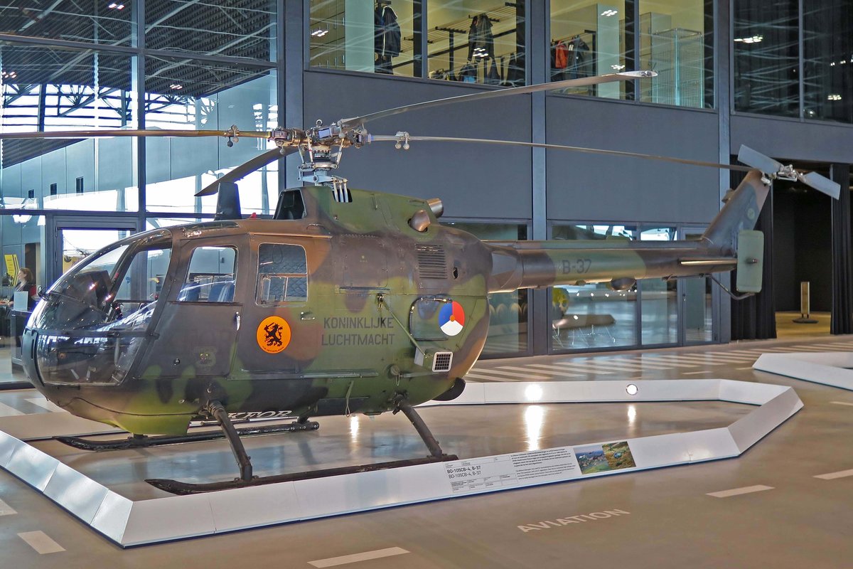 Koninklijke Luchtmacht, B-37, Messerschmitt-Bölkow-Blohm, Bo-105 CD-4, 01.03.2016, NMM Nationaal Militair Museum (UTC-EHSB), Soesterberg, Niederlande