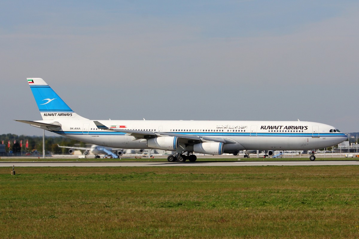 Kuwait Airways, 9K-ANA, Airbus A340-313, 12.September 2015, MUC München, Germany.