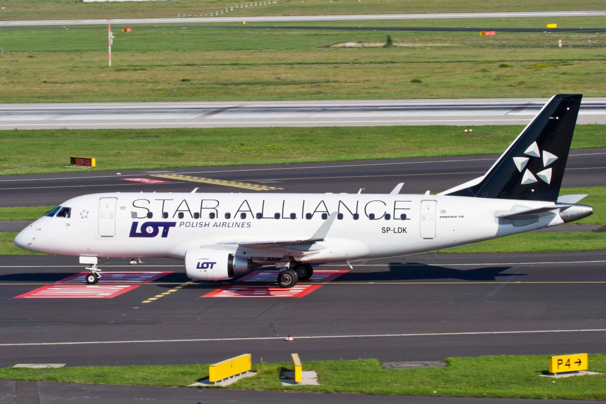 LOT Polish Airlines (LO-LOT), SP-LDK, Embraer, 170 STD (StarAlliance-Lackierung), 22.08.2015, DUS-EDDL, Düsseldorf, Germany