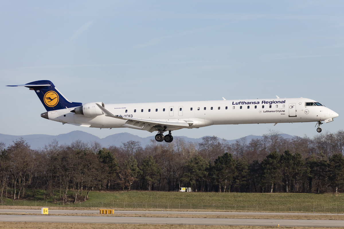 Lufthansa - CityLine, D-ACKD, Bombardier, CRJ-900, 20.12.2015, BSL, Basel, Switzerland 




