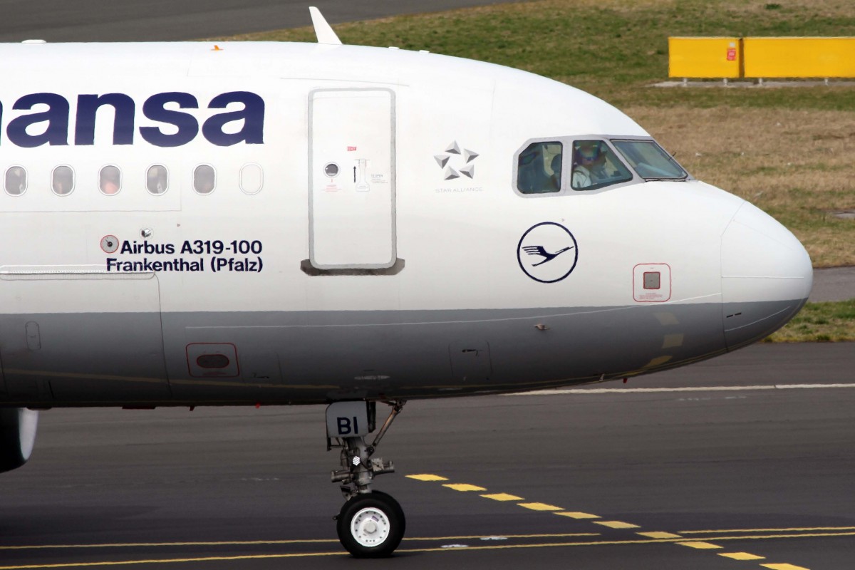 Lufthansa, D-AIBI  Frankenthal(Pfalz) , Airbus, A 319-112 (Bug/Nose), 03.04.2015, DUS-EDDL, Düsseldorf, Germany