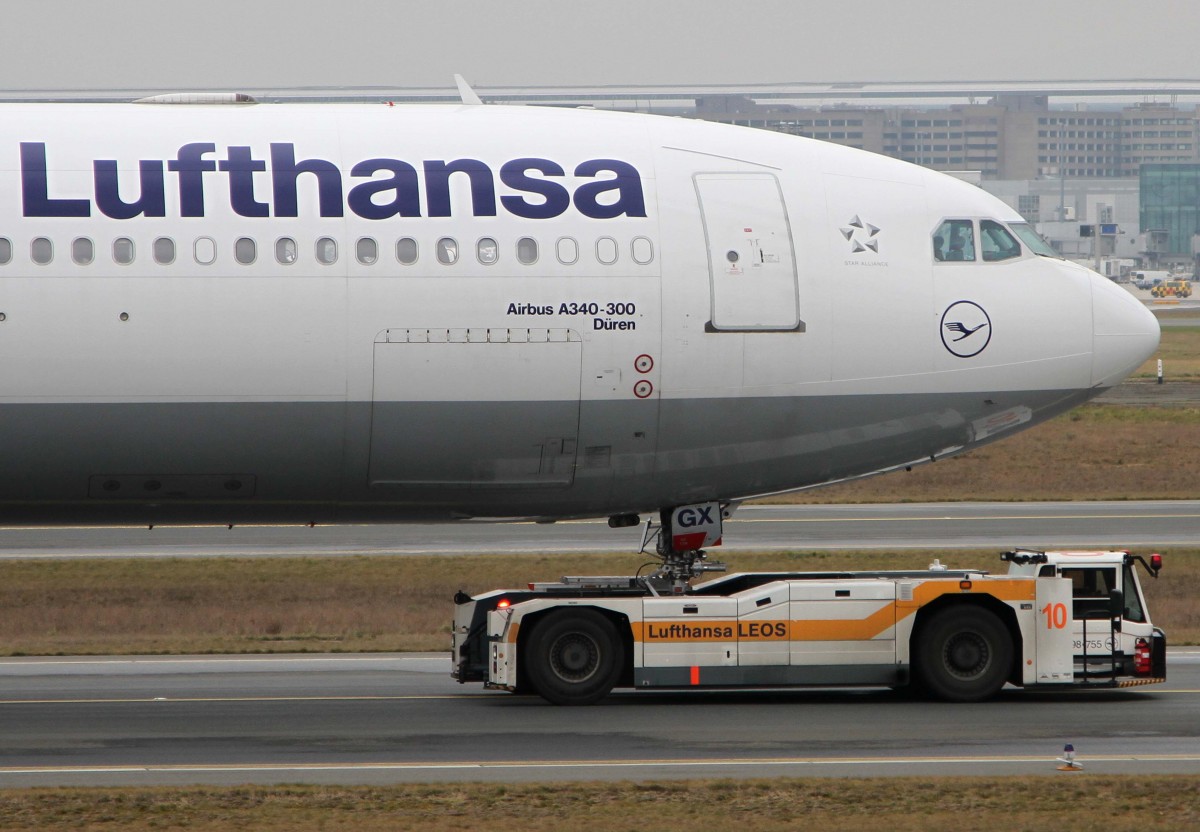 Lufthansa, D-AIGX  Dren , Airbus, A 340-300 (Bug/Nose), 23.01.2014, FRA-EDDF, Frankfurt, Germany