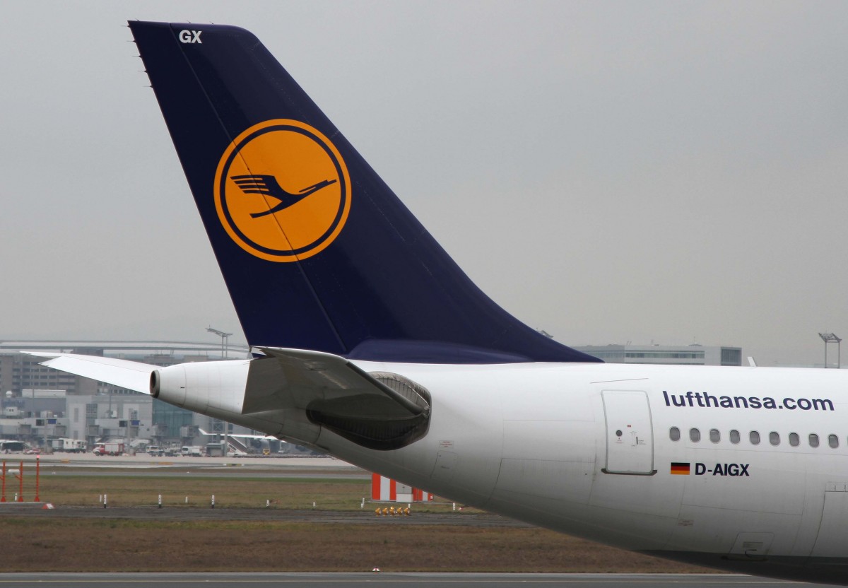 Lufthansa, D-AIGX  Dren , Airbus, A 340-300 (Seitenleitwerk/Tail), 23.01.2014, FRA-EDDF, Frankfurt, Germany
