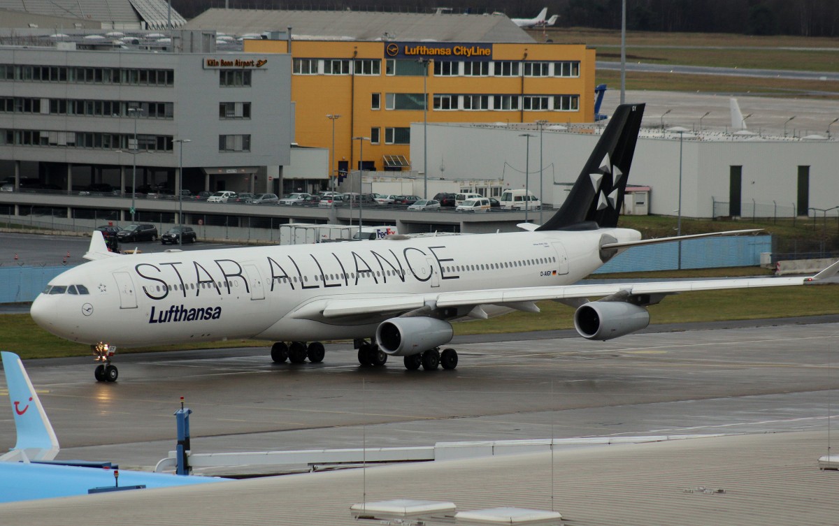 Lufthansa, D-AIGY,(c/n 335),Airbus A 340-313X,22.02.2016, CGN-EDDK, Köln-Bonn, Germany (STAR ALLIANCE cs.,Name:Lünen)