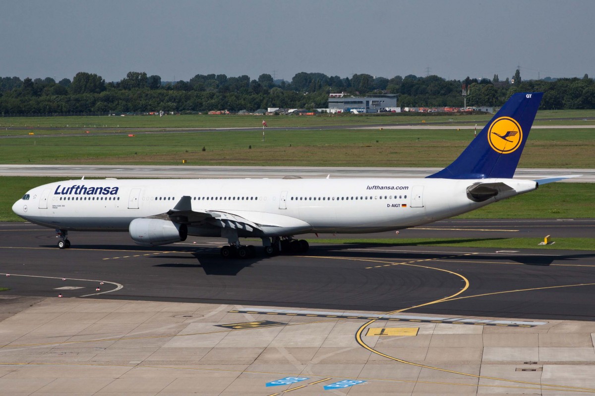 Lufthansa (LH-DLH), D-AIGT  Viersen , Airbus, A 340-313 X, 22.08.2015, DUS-EDDL, Düsseldorf, Germany