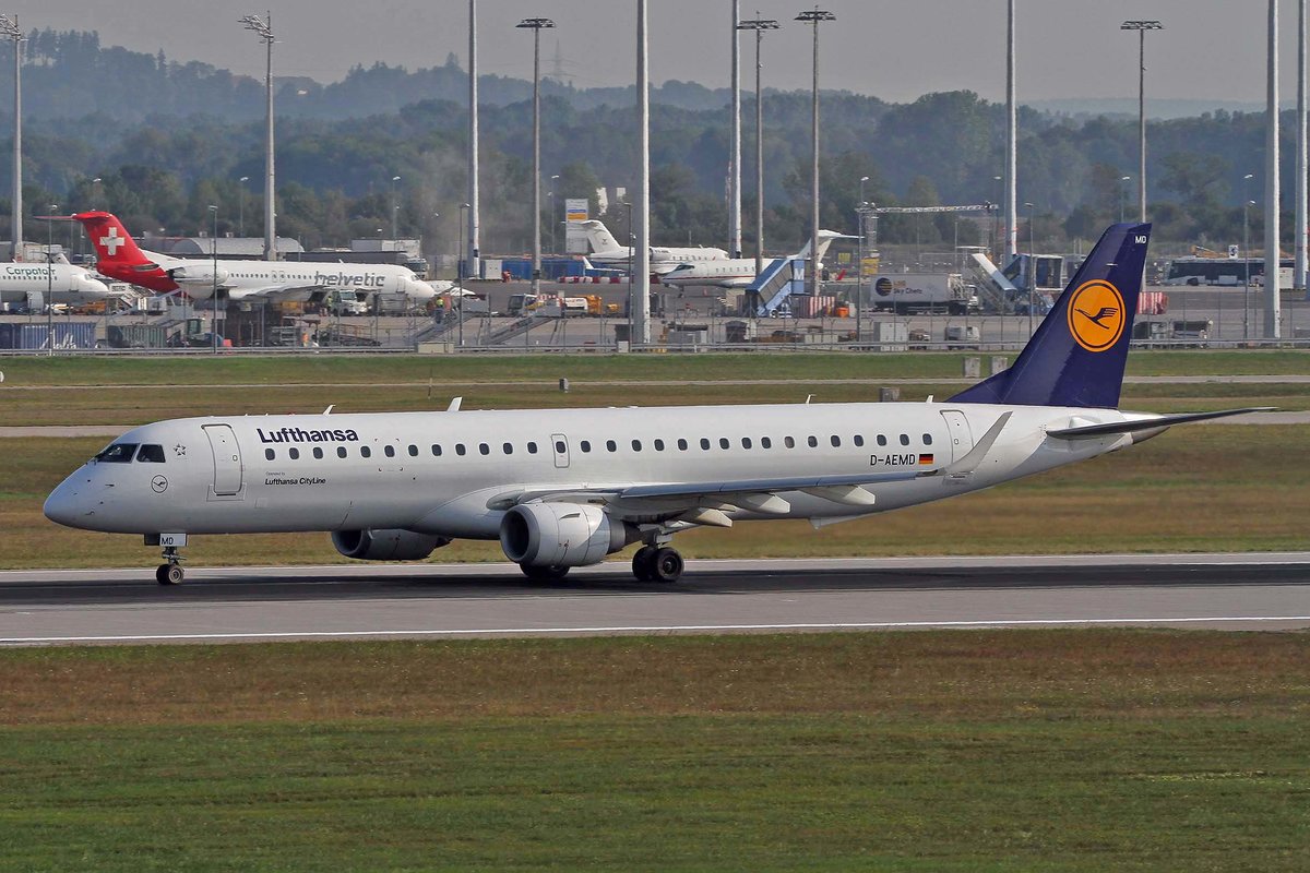 Lufthansa Regional -CityLine-, D-AEMD, Embraer, 195 LR (190-200 LR), MUC-EDDM, München, 20.08.2018, Germany