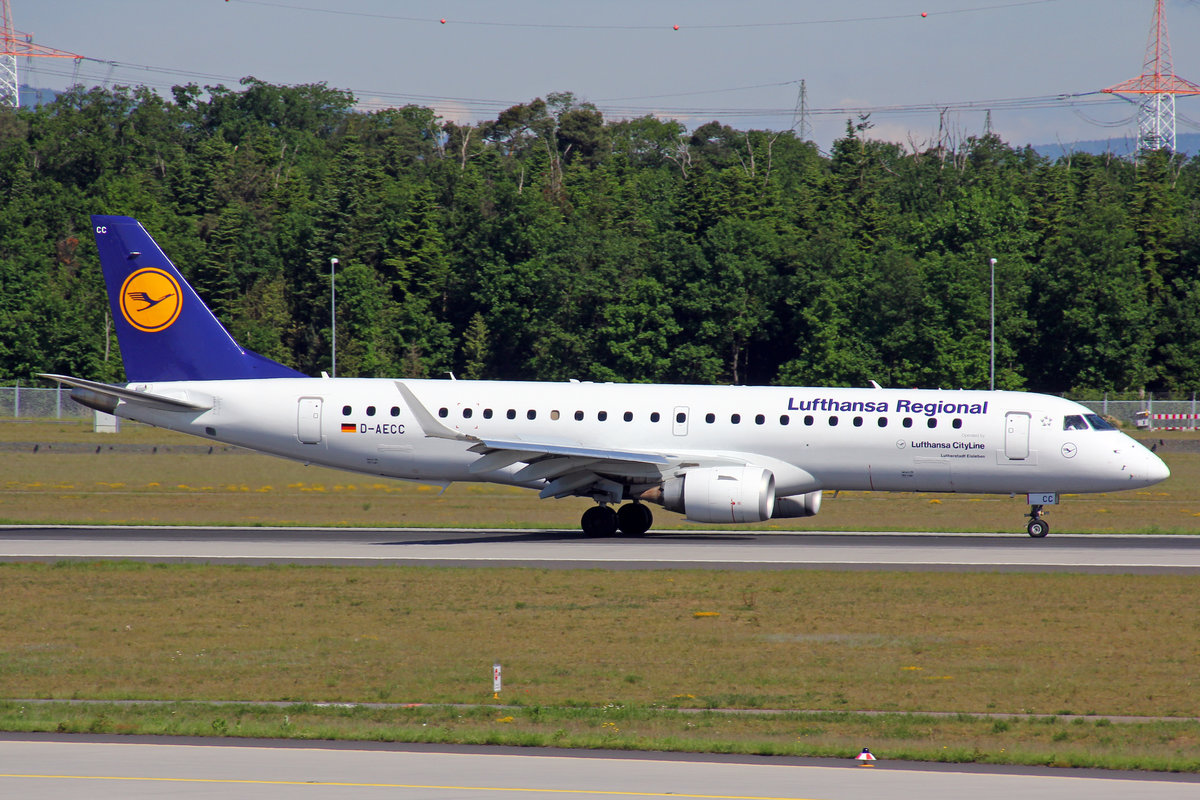 Lufthansa Regional CityLine, D-AECC, Embraer ERJ-190LR, msn: 19000333,  Lutherstadt Eisleben , 21.Mai 2017, FRA Frankfurt am Main, Germany.
