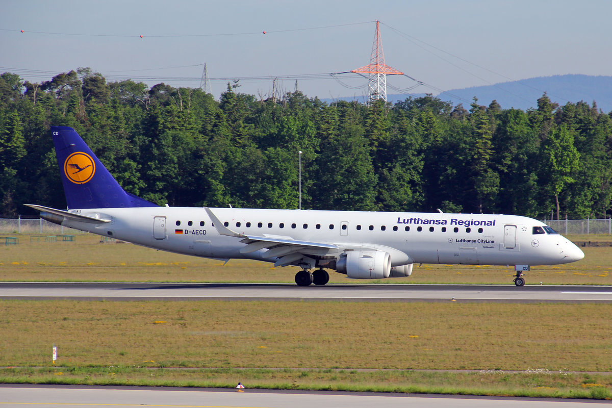 Lufthansa Regional CityLine, D-AECD, Embraer ERJ-190LR, msn: 19000337,  Schkeuditz , 21.Mai 2017, FRA Frankfurt am Main, Germany.