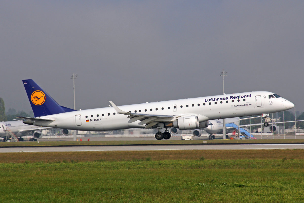 Lufthansa Regional CityLine, D-AEMA, Embraer ERJ-195LR, 24.September 2016, MUC München, Germany.