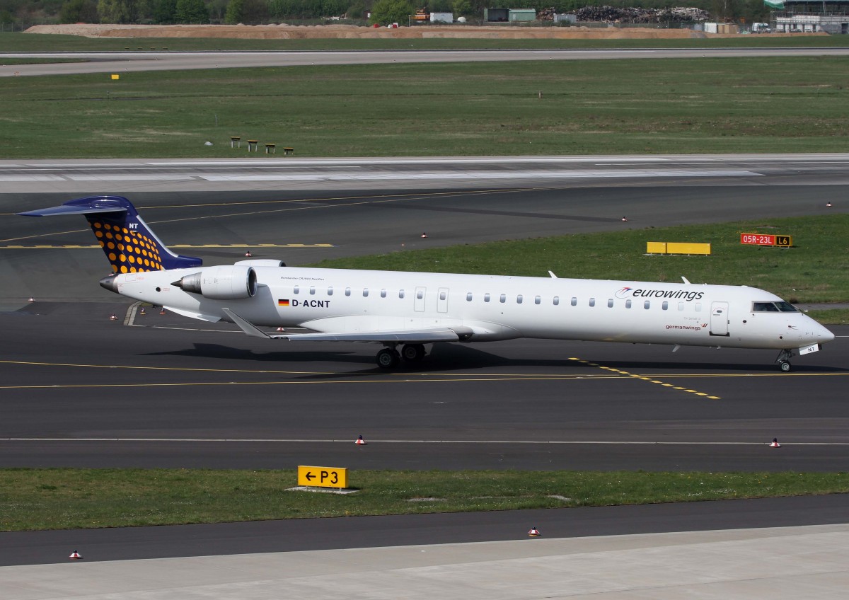 Lufthansa Regional (Eurowings), D-ACNT  ohne , Bombardier, CRJ-900 NG (m. Germanwings-Sticker), 02.04.2014, DUS-EDDL, Dsseldorf, Germany 