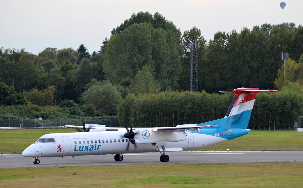 Luxair De Havilland Canada DHC-8 LX-LGH in Hamburg Fuhlsbüttel gelandet in Hamburg Fuhlsbüttel am 28.08.14