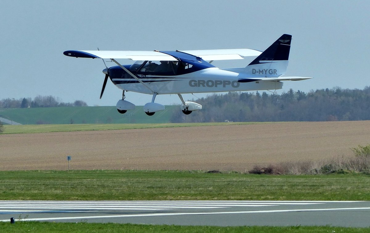 Nando Groppo G70, D-MYGR vor der Landung in Gera (EDAJ) am 6.4.2019