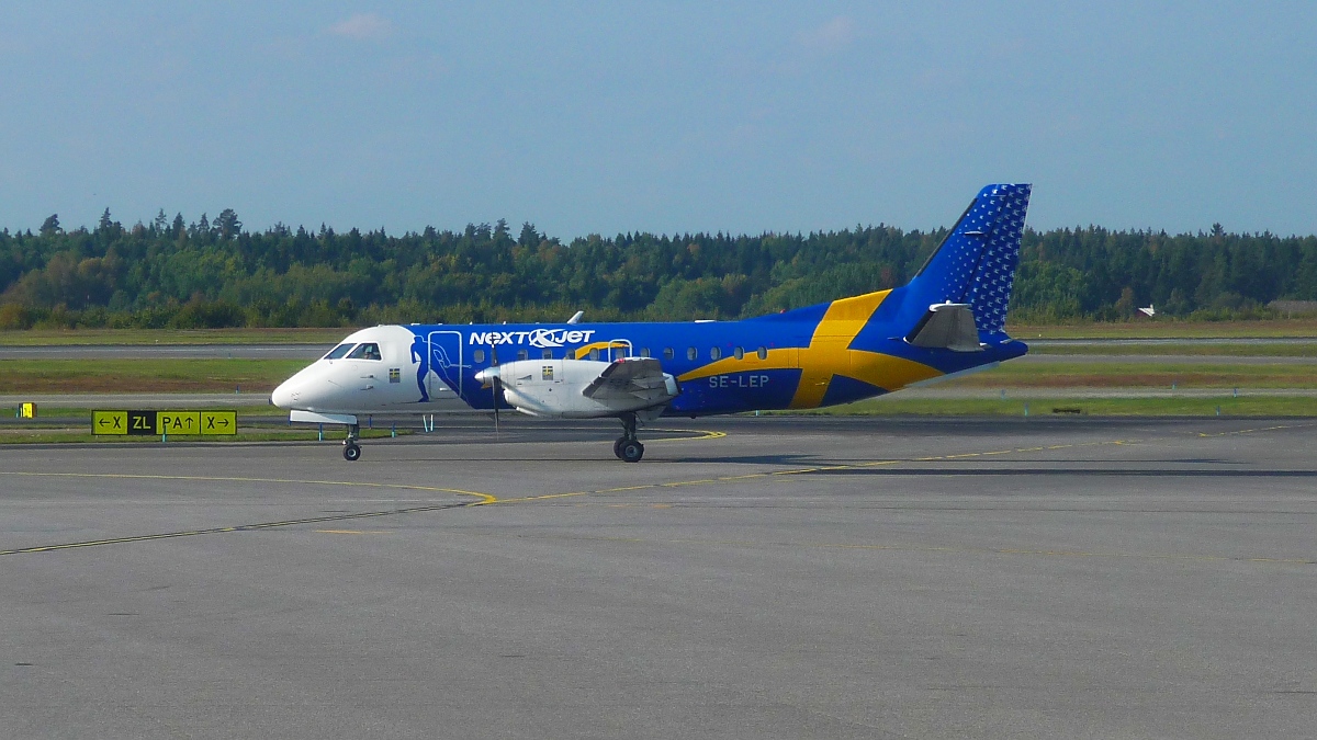 Nextjet SE-LEP Saab 340 am Flughafen Stockholm-Arlanda, 19.9.2014