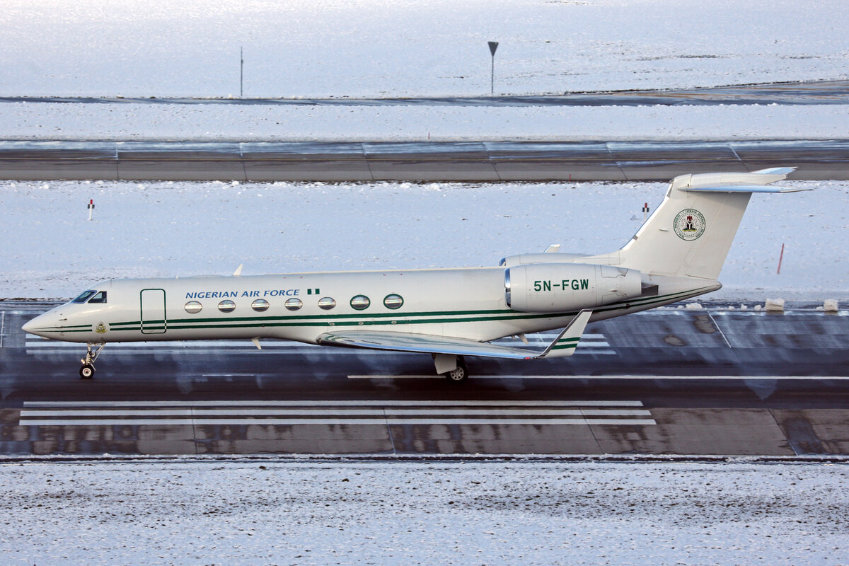 Nigerian Air Force, 5N-FGW, Gulfstream G550, msn: 5310, 19.Januar 2024, ZRH Zürich, Switzerland.