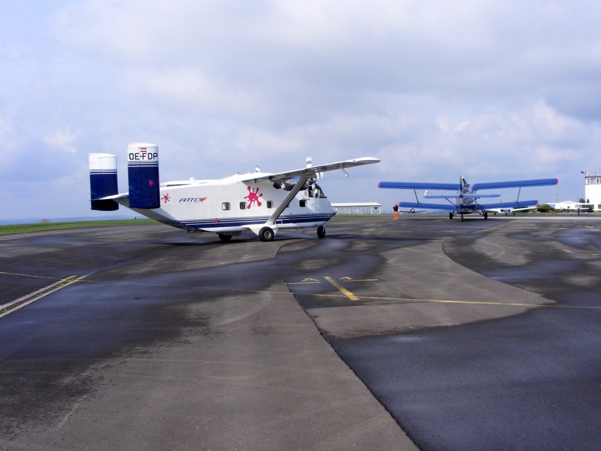 OE-FDP, Short SC-7 Skyvan, Flugplatz Gera (EDAJ) am 1.5.2015