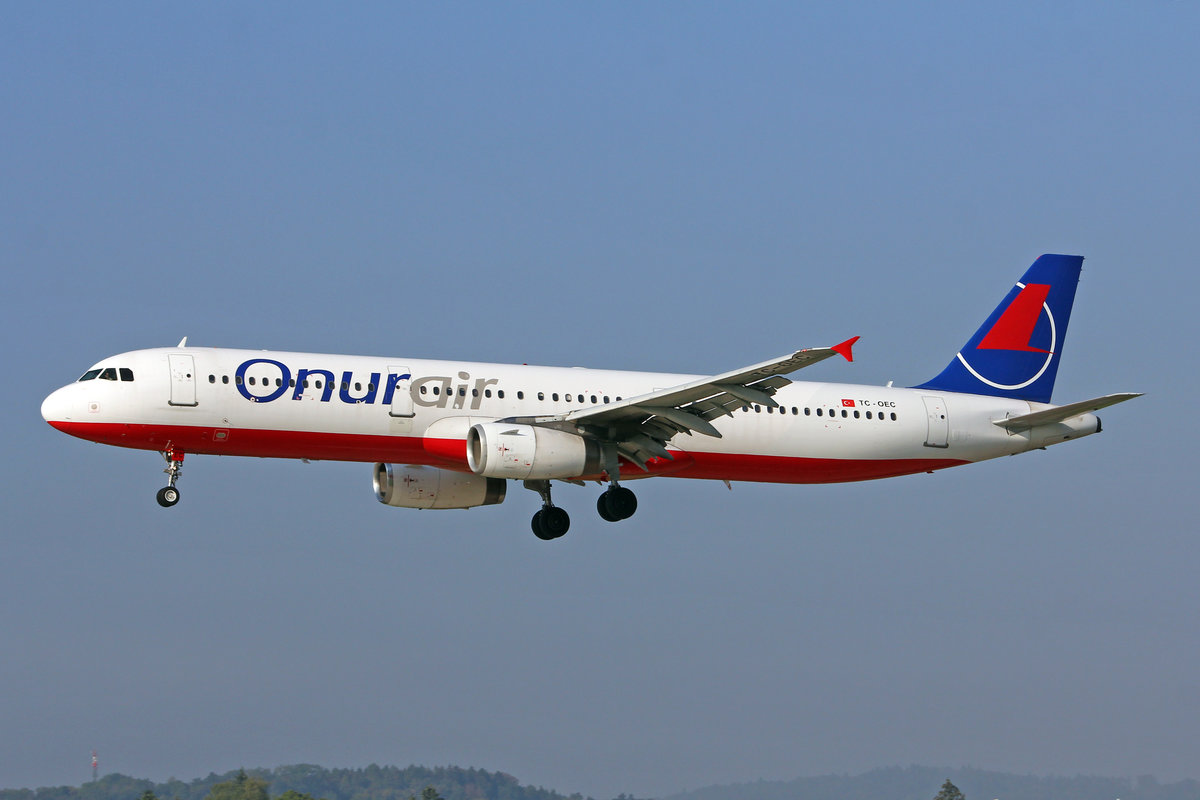 Onur Air, TC-OEC, Airbus A321-231, msn: 974, 05.September 2018, ZRH Zürich, Switzerland.