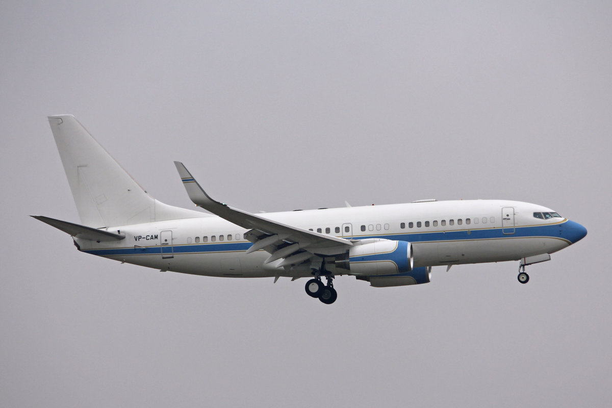 Peace Crown Ltd, VP-CAM, Boeing 737-7KK (BBJ1), msn: 38608/3208, 21.Januar 2019, ZRH Zürich, Switzerland.