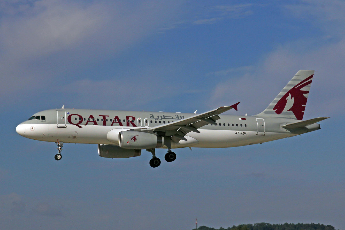 Qatar Airways, A7-ADA, Airbus A320-232,  Al Zubara , 29.Juli 2017, ZRH Zürich, Switzerland.