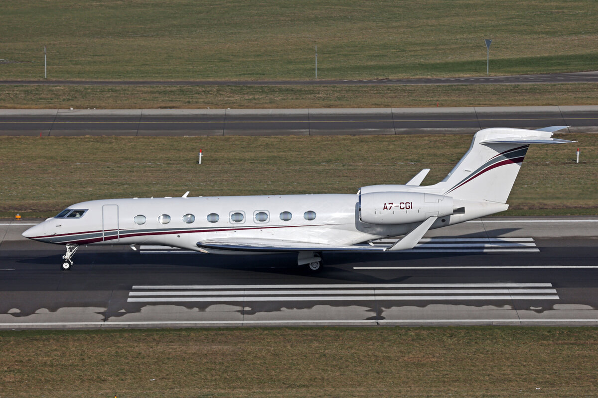 Qatar Executive, A7-CGI, Gulfstream G650ER, msn: 6467, 16.Januar 2024, ZRH Zürich, Switzerland.