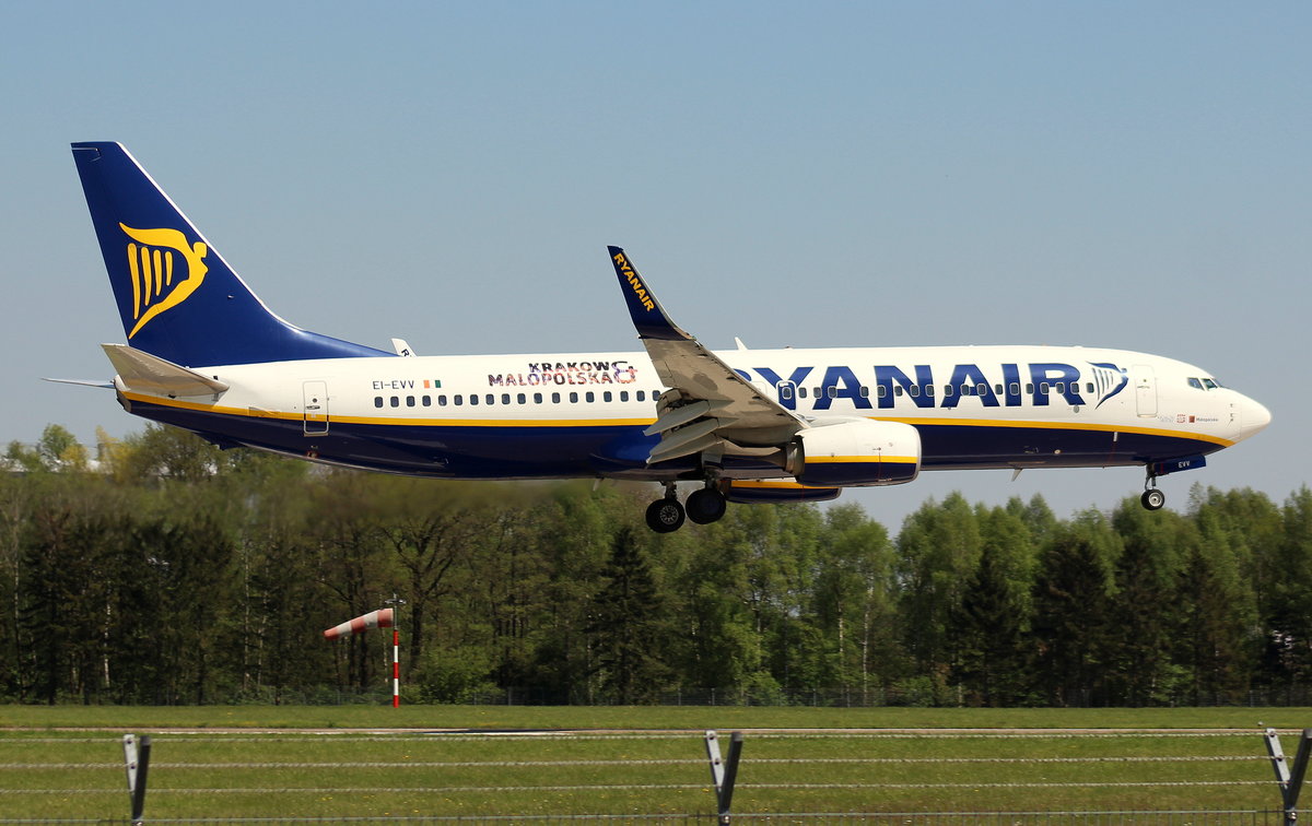Ryanair, EI-EVV,(c/n 40314),Boeing 737-8AS(WL), 07.05.2016, HAM-EDDH, Hamburg, Germany (Name: Kraków Malopolska)